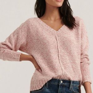 Lucky Brand Marl V Neck Pullover V Neck Knit Dusty Pink
